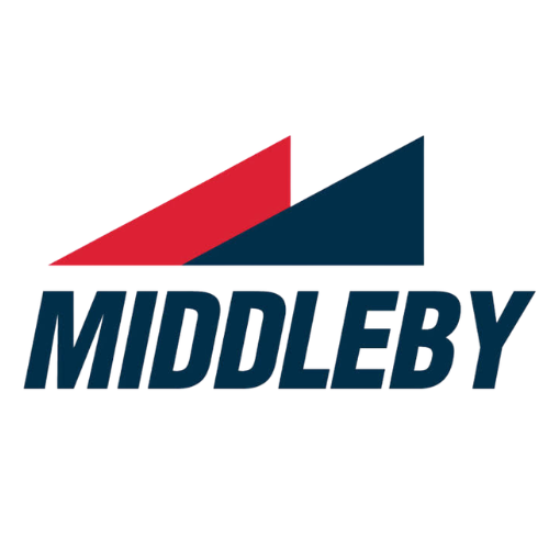The Middleby logo featuring a red and dark navy geometric mountain graphic above the word 'MIDDLEBY' in bold dark navy lettering on a white background.