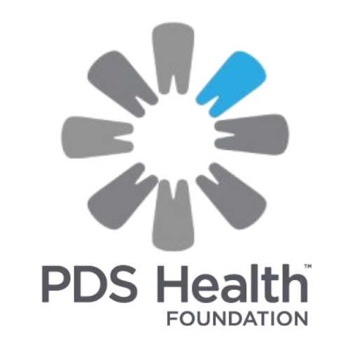 PDS Health Foundation logo featuring a circular arrangement of gray and one blue tooth-like shape, with the text 'PDS Health FOUNDATION' below on a white background.