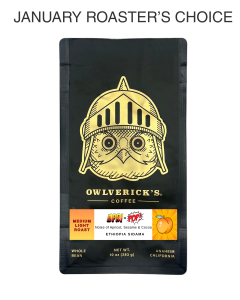 Front of Apri-Pop! Coffee Bag with Owl Design