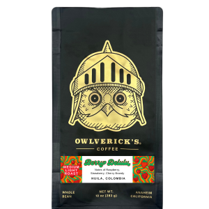 Front of Black Coffee Bag with Owl Design