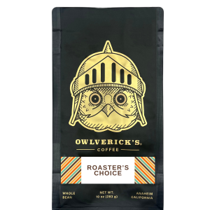 Black Coffee Bag with Owl Design. Text Reads "Subscription additional bag."