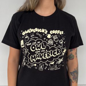 Black Tee Shirt with Doodle Print