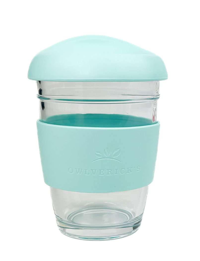 Glass Tumbler with Teal top and Sleeve
