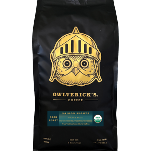 Bag of 5 lbs of Saigon Nights Coffee with Owl Design
