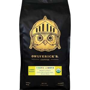 Bag of 5 lbs of Tokyo LIghts Coffee with Owl Design