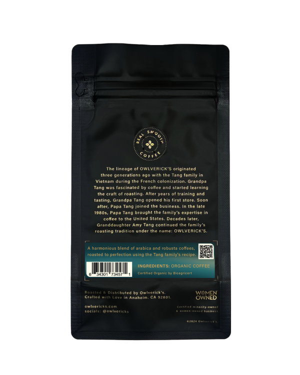 Back of Saigon Nights Coffee bag