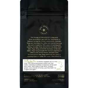 Back of Fallin for You coffee bag