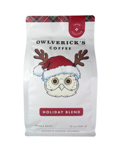 Holiday Blend coffee bag with owl design