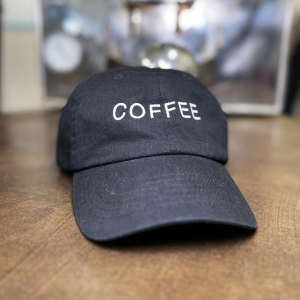 Dad hat in Black color with "COFFEE" embroidery