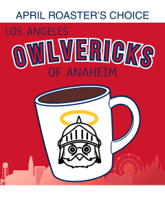 Coffee Mug image with Owl Design and Halo. Text says Los Angeles Owlvericks of Anaheim.